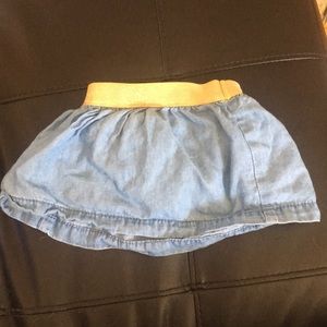 Baby girl jean skirt with gold sparkly band